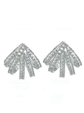 Claw White Gold Plated Made W Swarovski Crystal Women's Earrings Bridal Jewelry